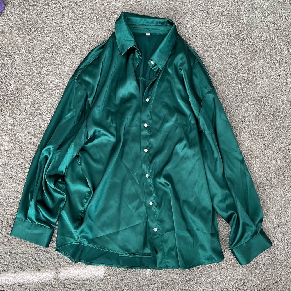 Brand new green silk SHEIN shirt